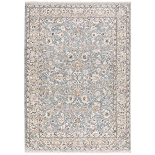 6' X 9' Blue Ivory Machine Woven Floral Oriental Indoor Area Rug - Homeroots
