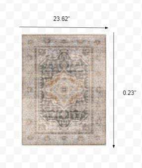 2' X 3' Grey Blue Machine Woven Medallion Indoor Area Rug - Homeroots - Flyclothing LLC