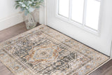 2' X 3' Grey Blue Machine Woven Medallion Indoor Area Rug - Homeroots