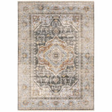 8' Grey Blue Machine Woven Medallion Indoor Runner Rug - Homeroots - Flyclothing LLC