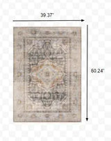 3' X 5' Grey Blue Machine Woven Medallion Indoor Area Rug - Homeroots - Flyclothing LLC