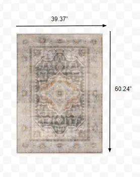 3' X 5' Grey Blue Machine Woven Medallion Indoor Area Rug - Homeroots - Flyclothing LLC