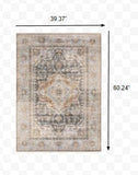 3' X 5' Grey Blue Machine Woven Medallion Indoor Area Rug