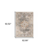 5' X 8' Grey Blue Machine Woven Medallion Indoor Area Rug - Homeroots - Flyclothing LLC