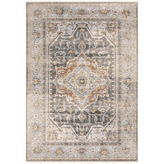 6' X 9' Grey Blue Machine Woven Medallion Indoor Area Rug - Homeroots