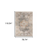 6' X 9' Grey Blue Machine Woven Medallion Indoor Area Rug - Homeroots - Flyclothing LLC