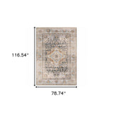 6' X 9' Grey Blue Machine Woven Medallion Indoor Area Rug - Homeroots - Flyclothing LLC