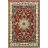 1' X 3' Red Ivory Machine Woven Oriental Indoor Area Rug - Homeroots