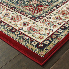 1' X 3' Red Ivory Machine Woven Oriental Indoor Area Rug - Homeroots