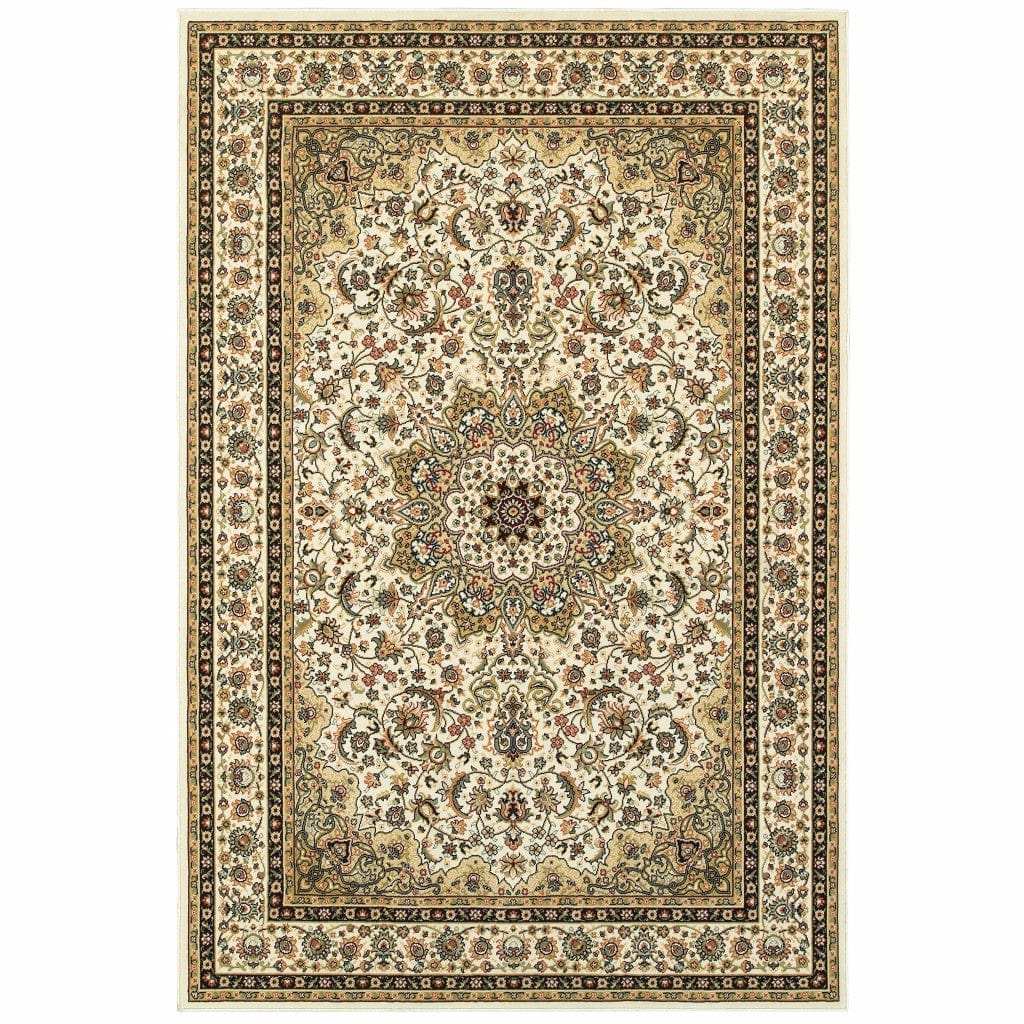 1' X 3' Ivory Beige Machine Woven Oriental Indoor Area Rug - Homeroots - Flyclothing LLC