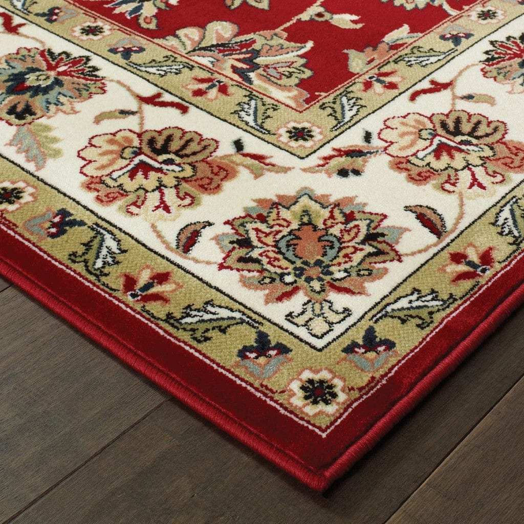1' X 3' Red Ivory Machine Woven Floral Oriental Indoor Area Rug - Homeroots - Flyclothing LLC