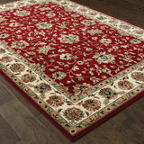 1' X 3' Red Ivory Machine Woven Floral Oriental Indoor Area Rug - Homeroots