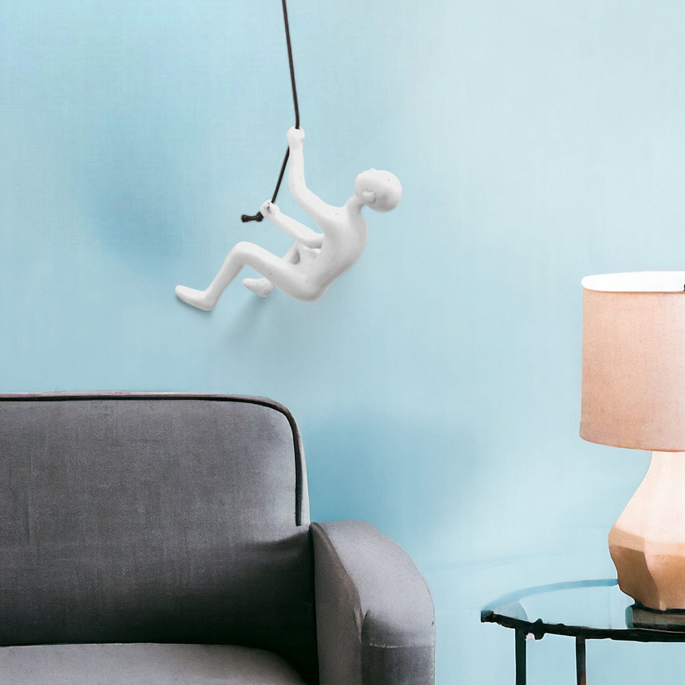 6" White Unique Resin Climbing Man With Rope Wall Art - Homeroots - Flyclothing LLC