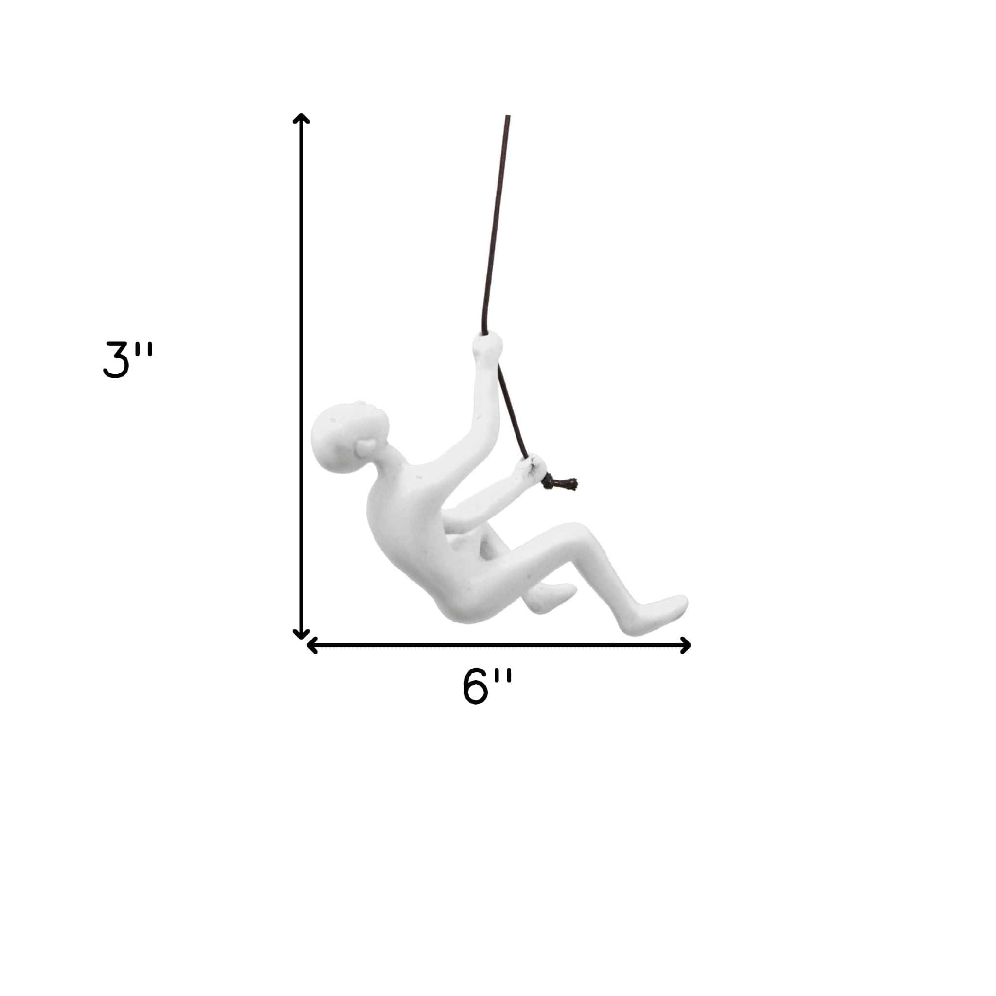 6" White Unique Resin Climbing Man With Rope Wall Art - Homeroots