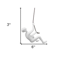 6" White Unique Resin Climbing Man With Rope Wall Art - Homeroots