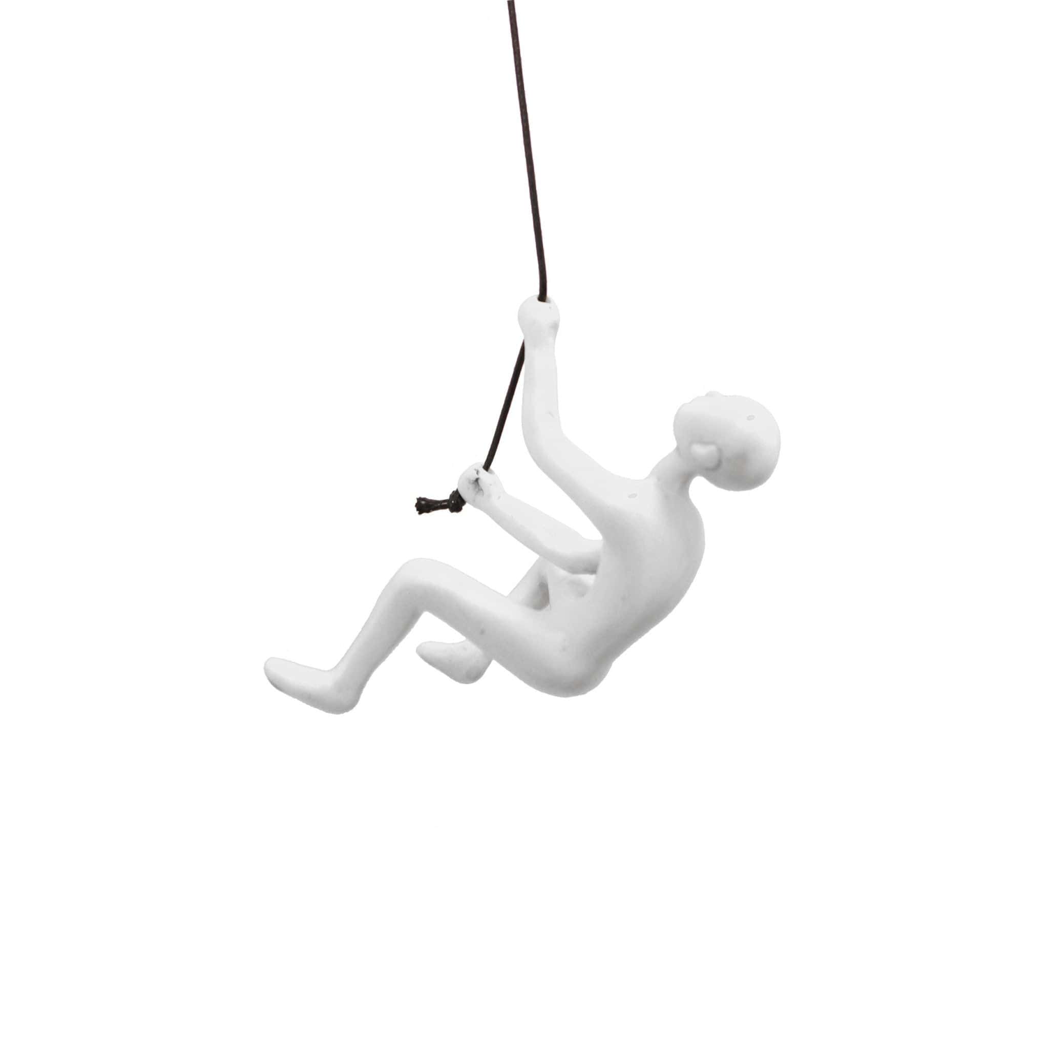 6" White Unique Resin Climbing Man With Rope Wall Art - Homeroots