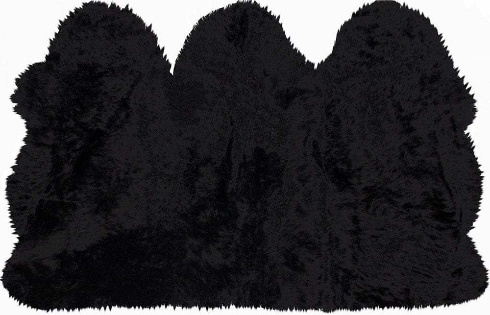 3' X 5' Black Natural Sheepskin Area Rug - Homeroots - Flyclothing LLC