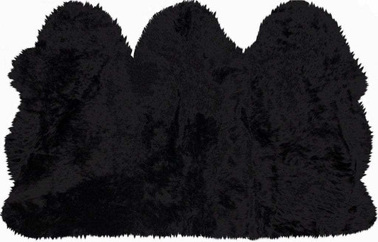 3' X 5' Black Natural Sheepskin Area Rug - Homeroots - Flyclothing LLC