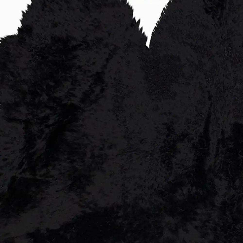 3' X 5' Black Natural Sheepskin Area Rug - Homeroots - Flyclothing LLC
