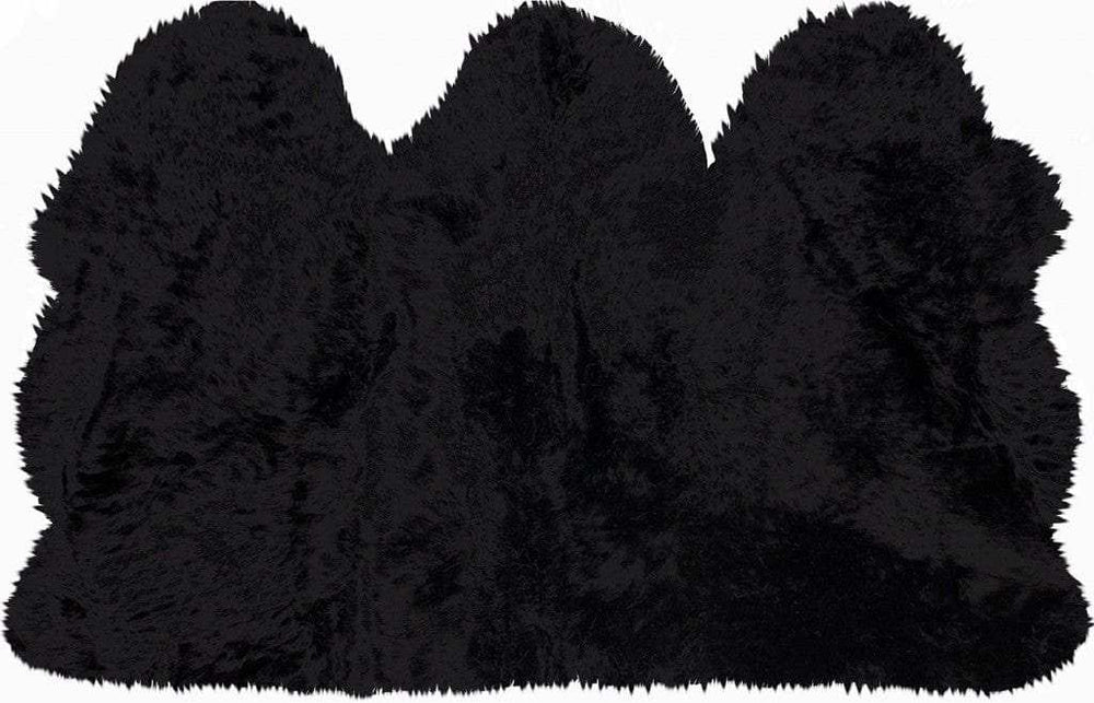 3' X 5' Black Natural Sheepskin Area Rug - Homeroots - Flyclothing LLC