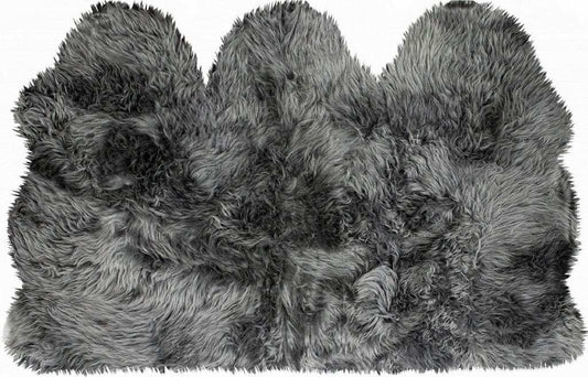 3' X 5' Gray Natural Sheepskin Area Rug - Homeroots - Flyclothing LLC