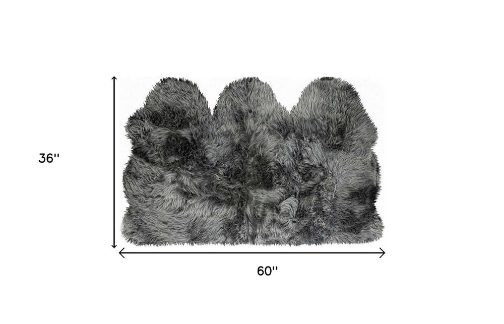 3' X 5' Gray Natural Sheepskin Area Rug - Homeroots - Flyclothing LLC