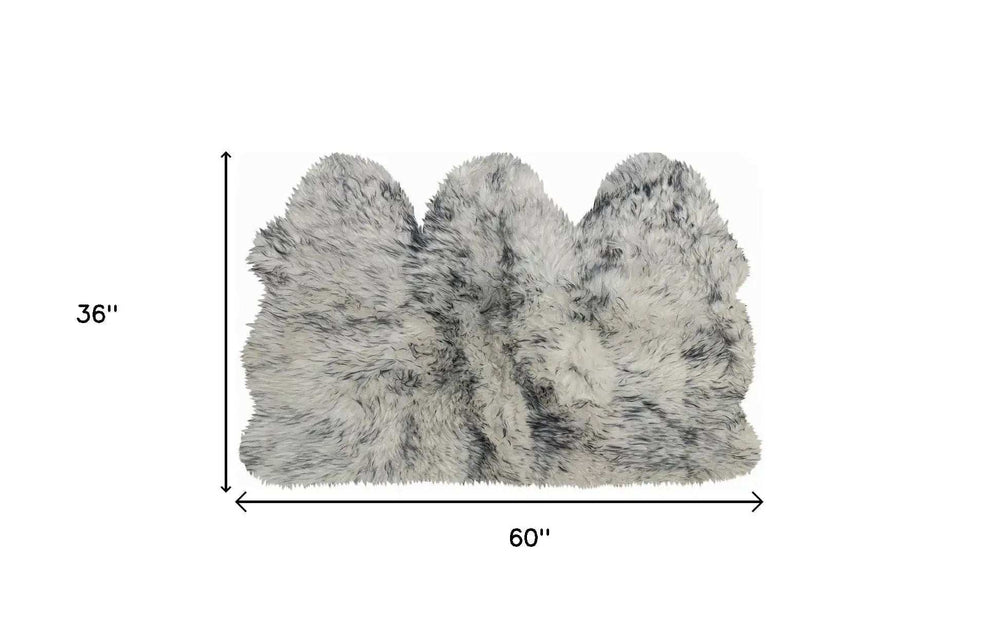 3' X 5' Gray Ombre Natural Sheepskin Area Rug - Homeroots - Flyclothing LLC