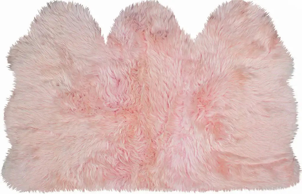 3' X 5' Pink Natural Sheepskin Area Rug - Homeroots - Flyclothing LLC
