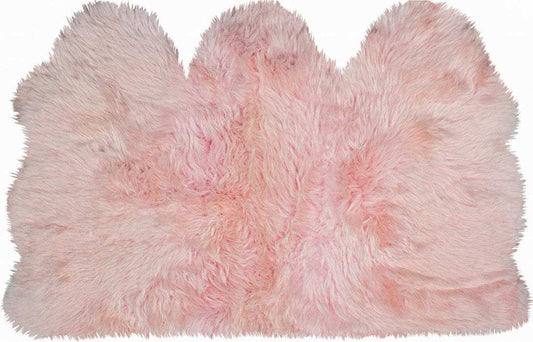 3' X 5' Pink Natural Sheepskin Area Rug - Homeroots - Flyclothing LLC