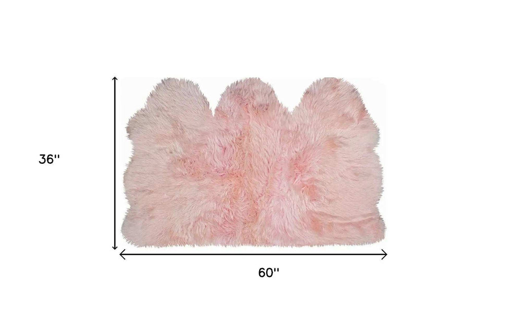 3' X 5' Pink Natural Sheepskin Area Rug - Homeroots - Flyclothing LLC