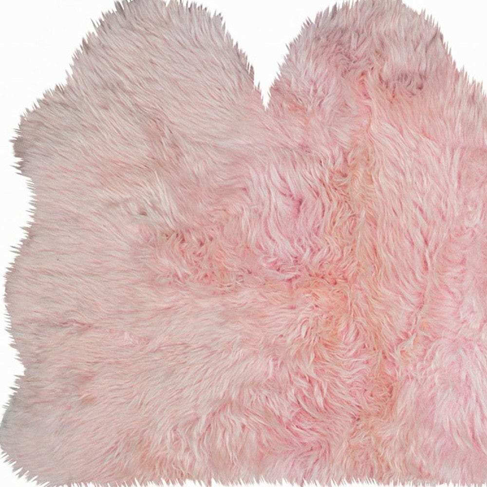 3' X 5' Pink Natural Sheepskin Area Rug - Homeroots - Flyclothing LLC