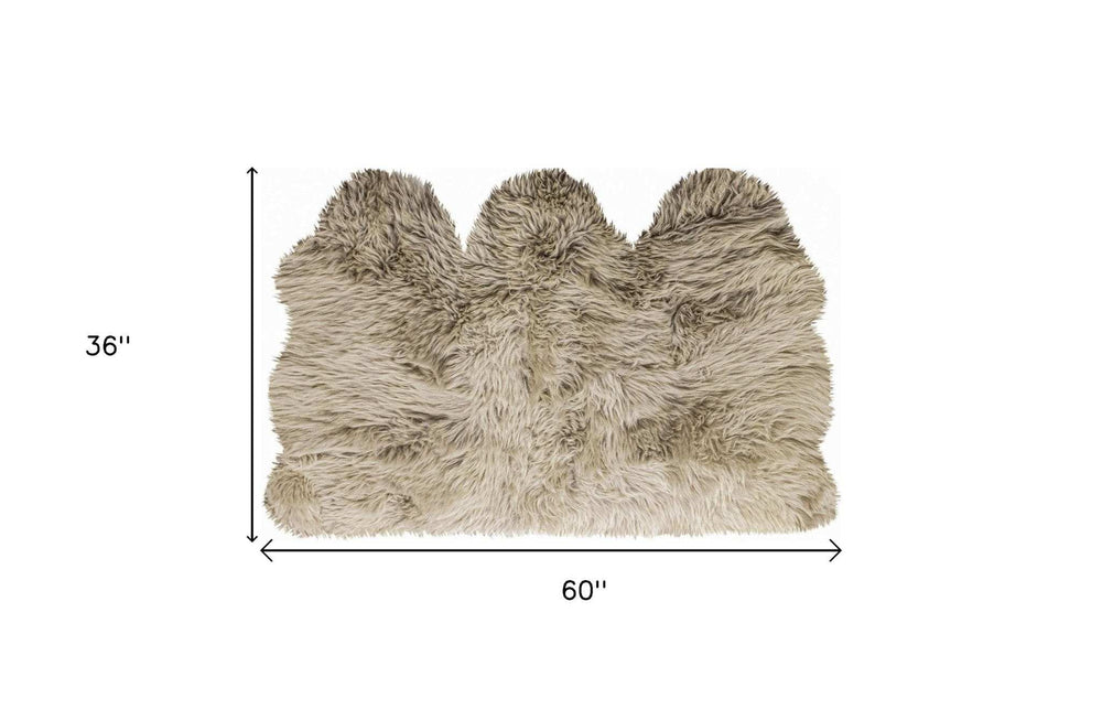 3' X 5' Taupe Natural Sheepskin Area Rug - Homeroots - Flyclothing LLC