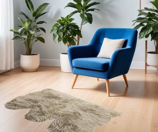 3' X 5' Taupe Natural Sheepskin Area Rug - Homeroots - Flyclothing LLC