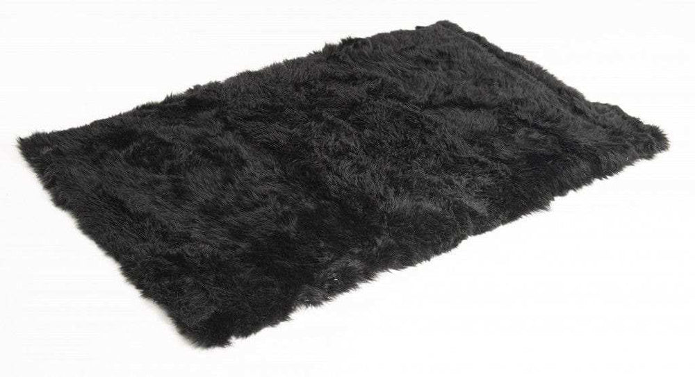 3' X 5' Black Natural Rectangular Sheepskin Area Rug - Homeroots - Flyclothing LLC