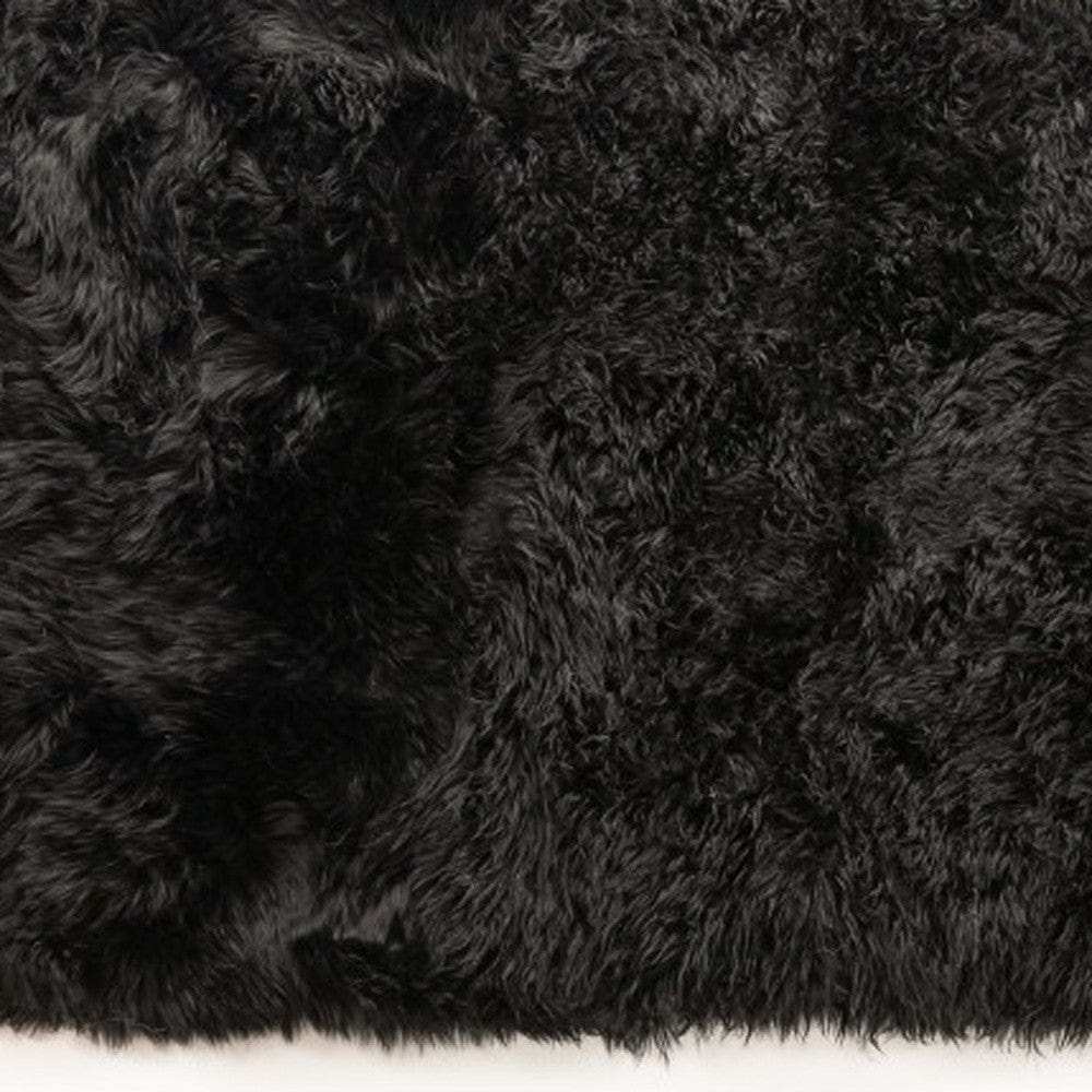 3' X 5' Black Natural Rectangular Sheepskin Area Rug - Homeroots - Flyclothing LLC