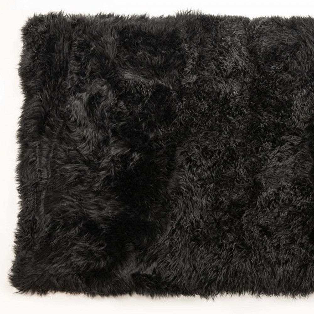 3' X 5' Black Natural Rectangular Sheepskin Area Rug - Homeroots - Flyclothing LLC
