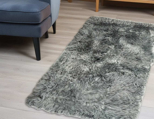 3' X 5' Gray Natural Rectangular Sheepskin Area Rug - Homeroots - Flyclothing LLC