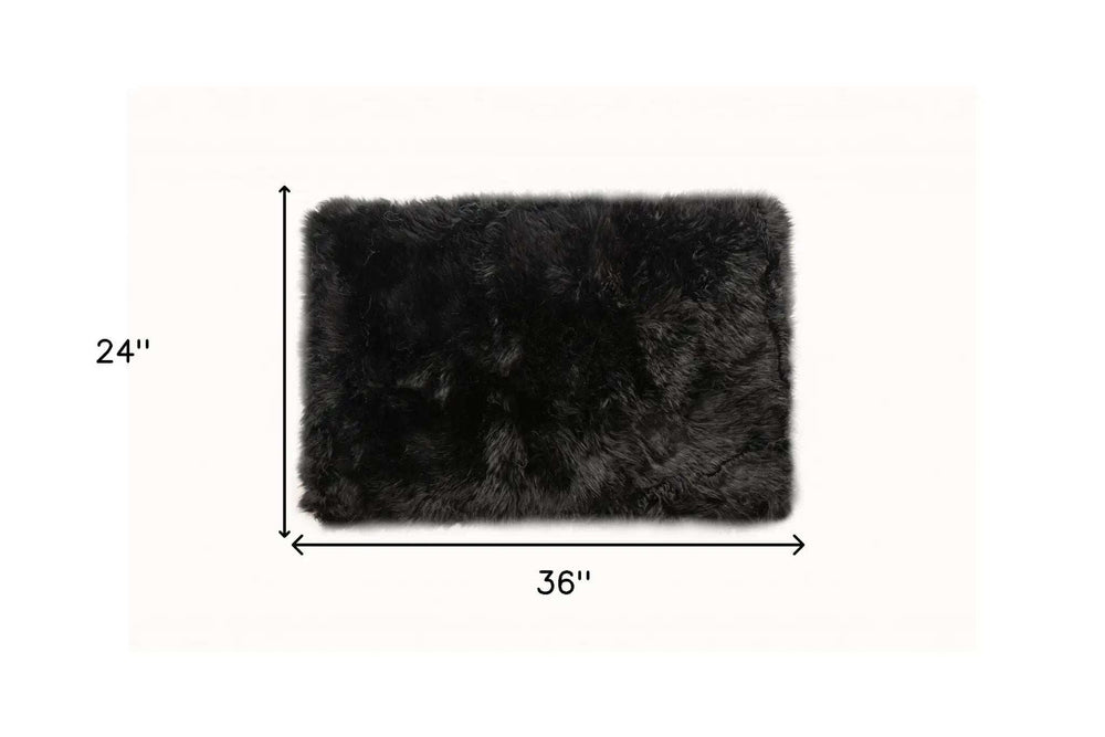 2' X 5' Black Natural Rectangular Sheepskin Area Rug - Homeroots - Flyclothing LLC