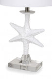 Set of Two 28" Clear and White Coastal Star Fish Table Lamps Coastal With White Drum Shades - Homeroots