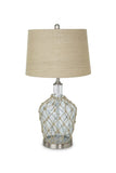 Set of Two 28" Silver Metal Table Lamps With Beige Empire Shade - Homeroots