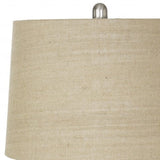Set of Two 28" Silver Metal Table Lamps With Beige Empire Shade - Homeroots