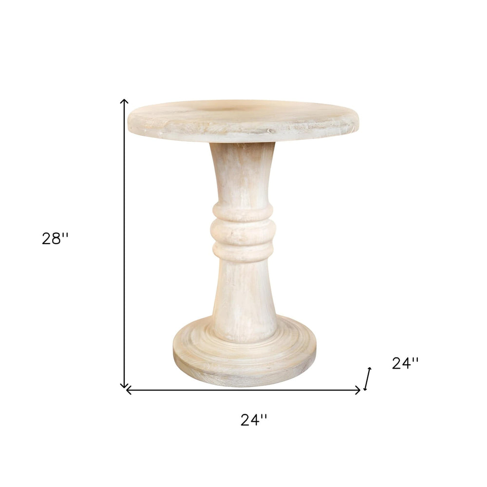 28" White Distressed Solid Wood Round End Table - Homeroots - Flyclothing LLC