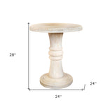 28" White Distressed Solid Wood Round End Table - Homeroots - Flyclothing LLC