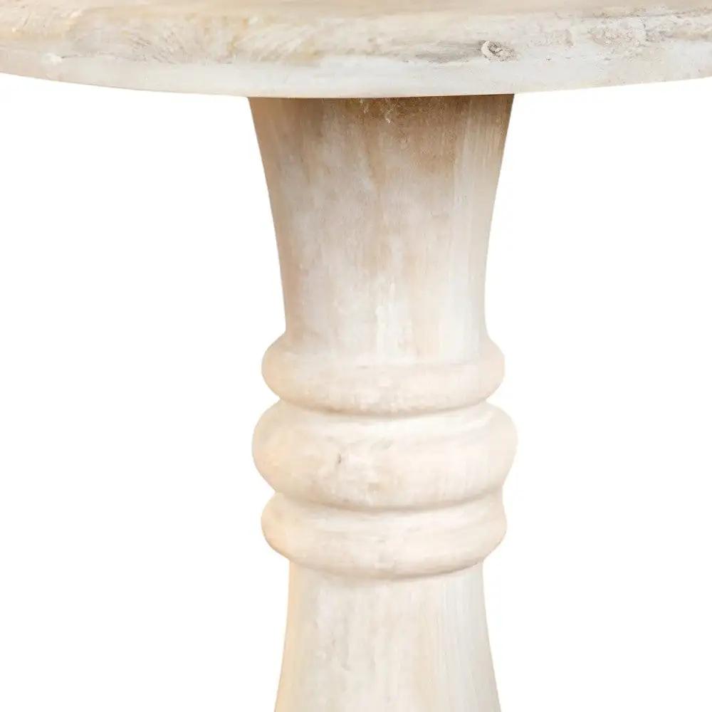 28" White Distressed Solid Wood Round End Table - Homeroots - Flyclothing LLC