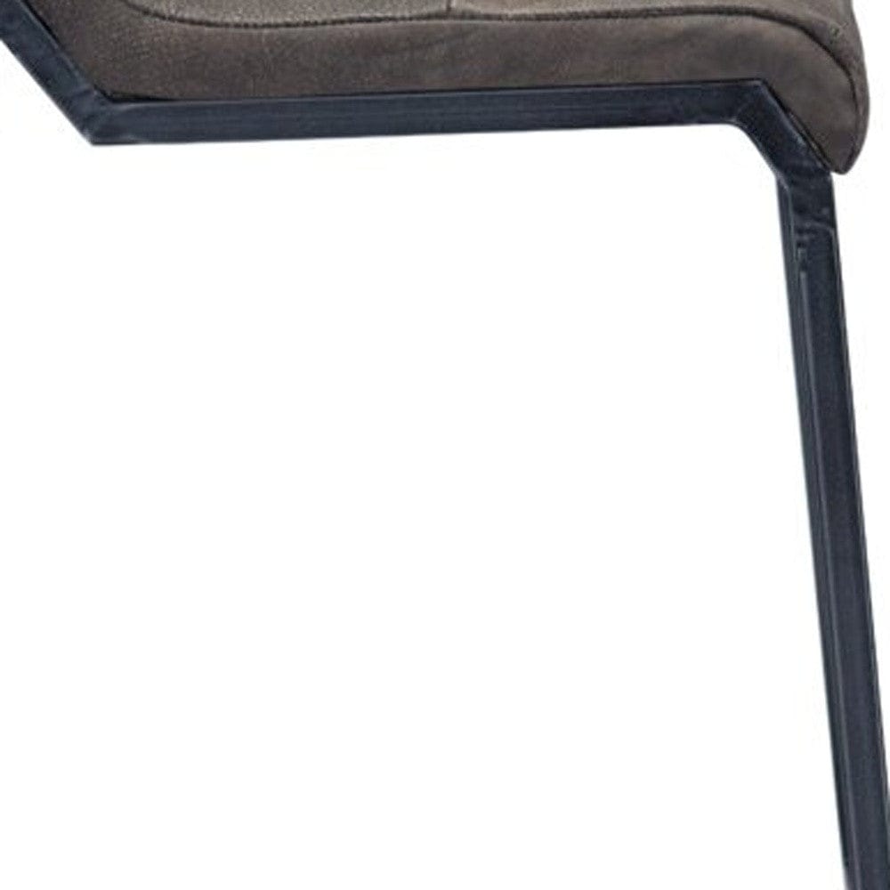 25" Brown And Black Leather And Iron Low Back Counter Height Bar Chair - Homeroots