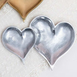 Two Section Textured Silver Heart Shaped Tray - Homeroots - Flyclothing LLC