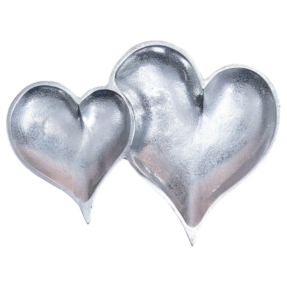 Two Section Textured Silver Heart Shaped Tray - Homeroots