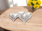 Two Section Textured Silver Heart Shaped Tray - Homeroots