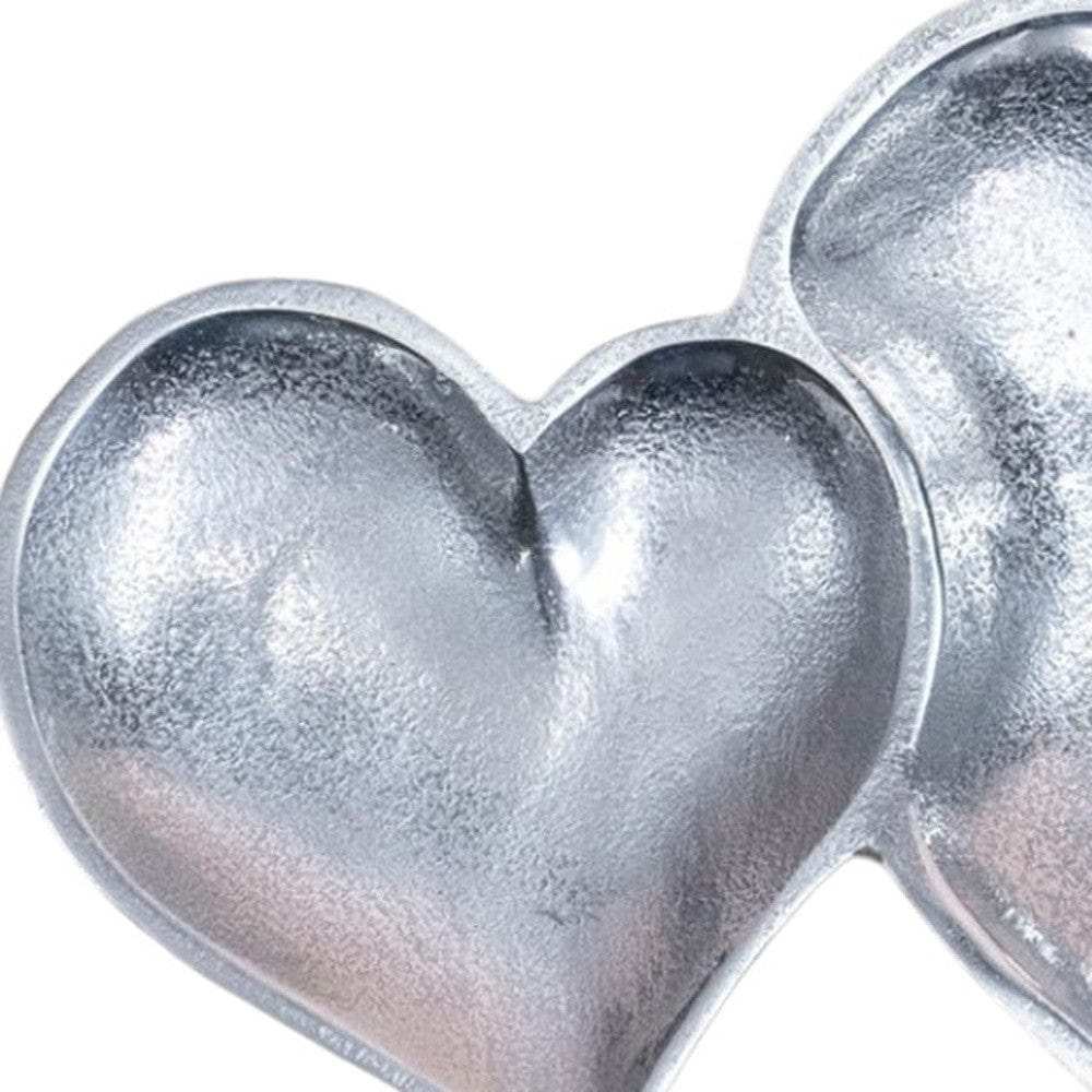 Two Section Textured Silver Heart Shaped Tray - Homeroots - Flyclothing LLC