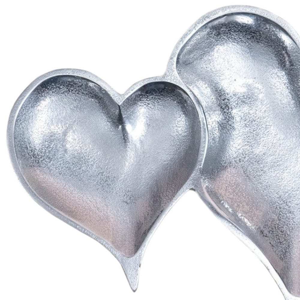 Two Section Textured Silver Heart Shaped Tray - Homeroots - Flyclothing LLC